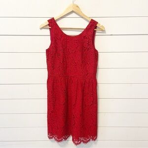 NWTs LOFT Outlet | Red Sleeveless Lace Mini Dress Size 4P